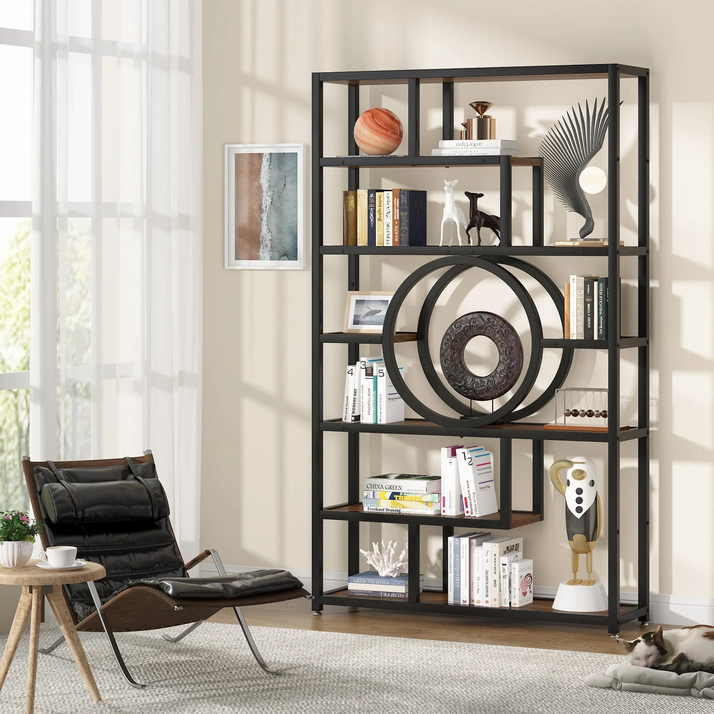 Tribesigns Industrial 5 Tier Etagere Bookcase Freestanding Organizer