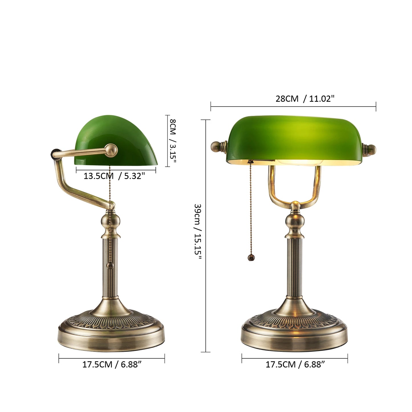 Newrays Banker Style Plug-In Table Lamp With Zipper Switch