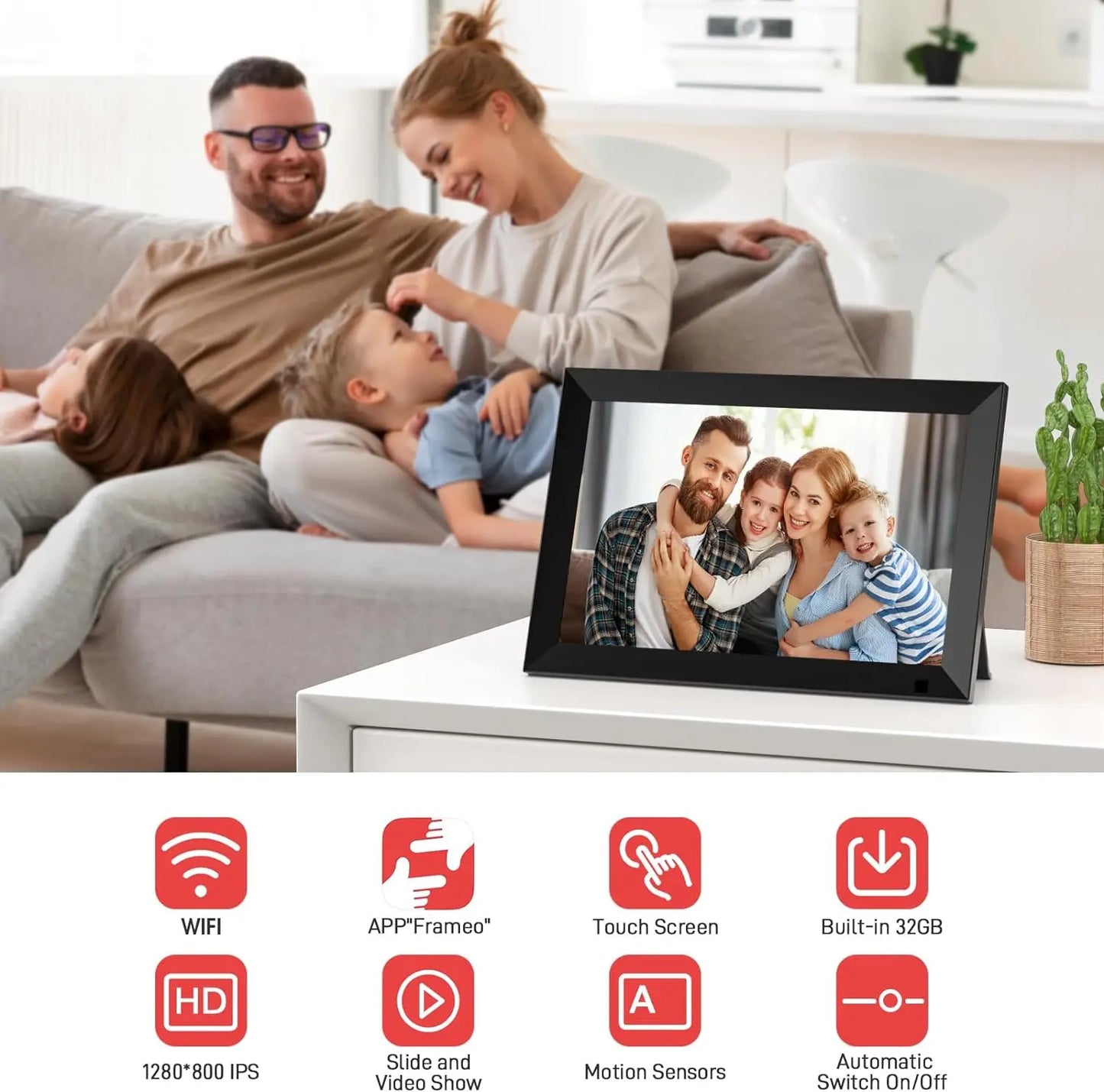 Yenock 32GB WiFi Digital Photo Frame 1280x800 IPS Touch Screen