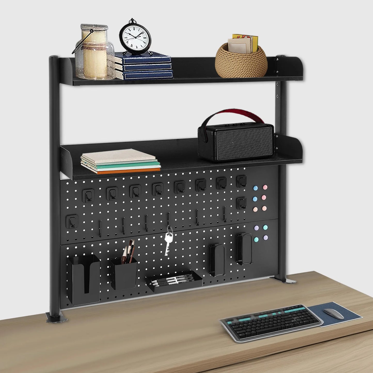 Bymaocar Clip On Desktop Bookshelf Organizer Two Tier Pegboard Shelf
