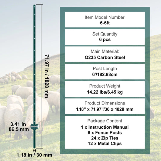SucceBuy Heavy Duty Q235 Carbon Steel Fence Post Set Outdoor