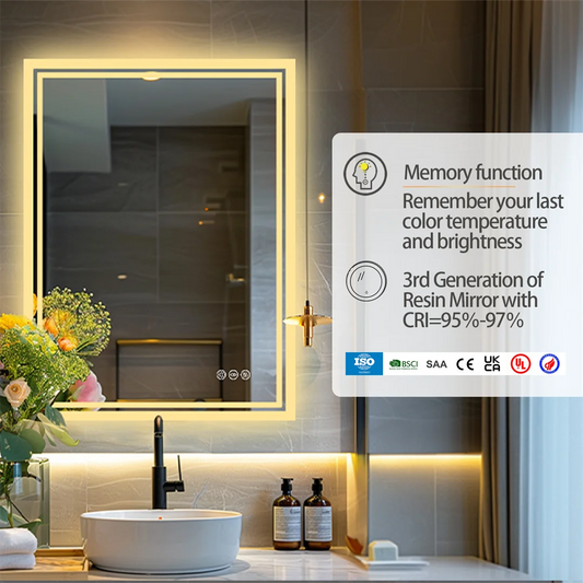 LUVODI Illuminated Backlit Bathroom Mirror With Dimmable LED Defog