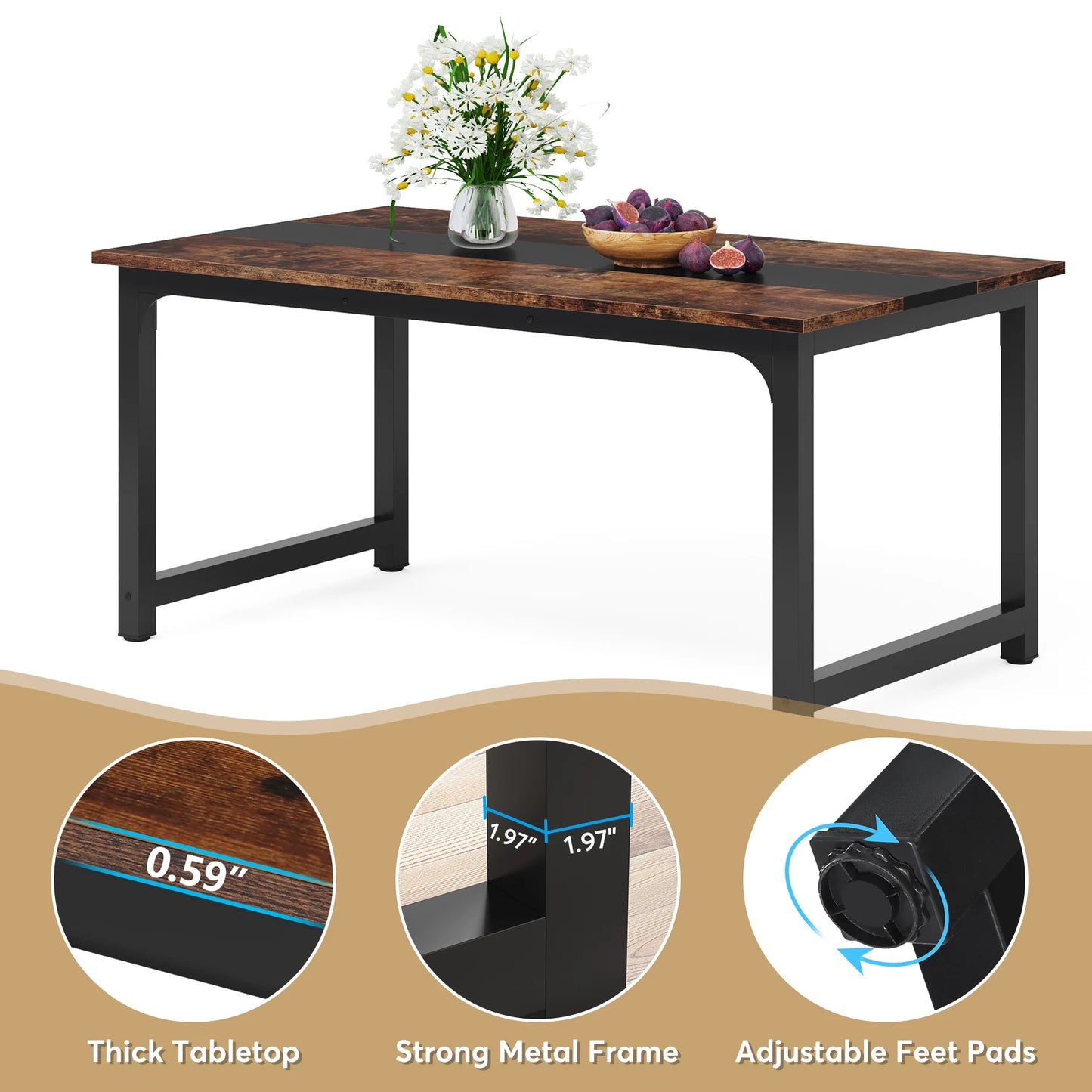 Tribesigns Rectangular Dining Table For 6 To 8 People