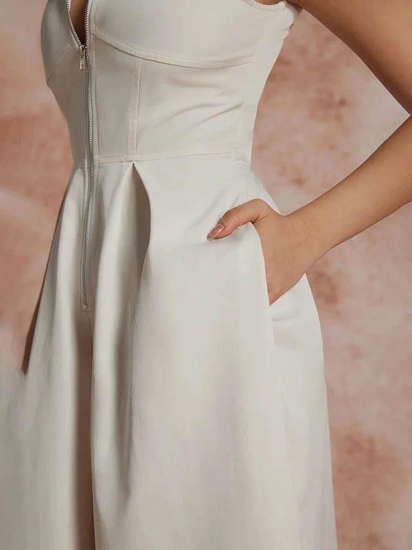 OSHOPLIVECN Office Lady Jumpsuit With Zipper Pockets Casual Fashion