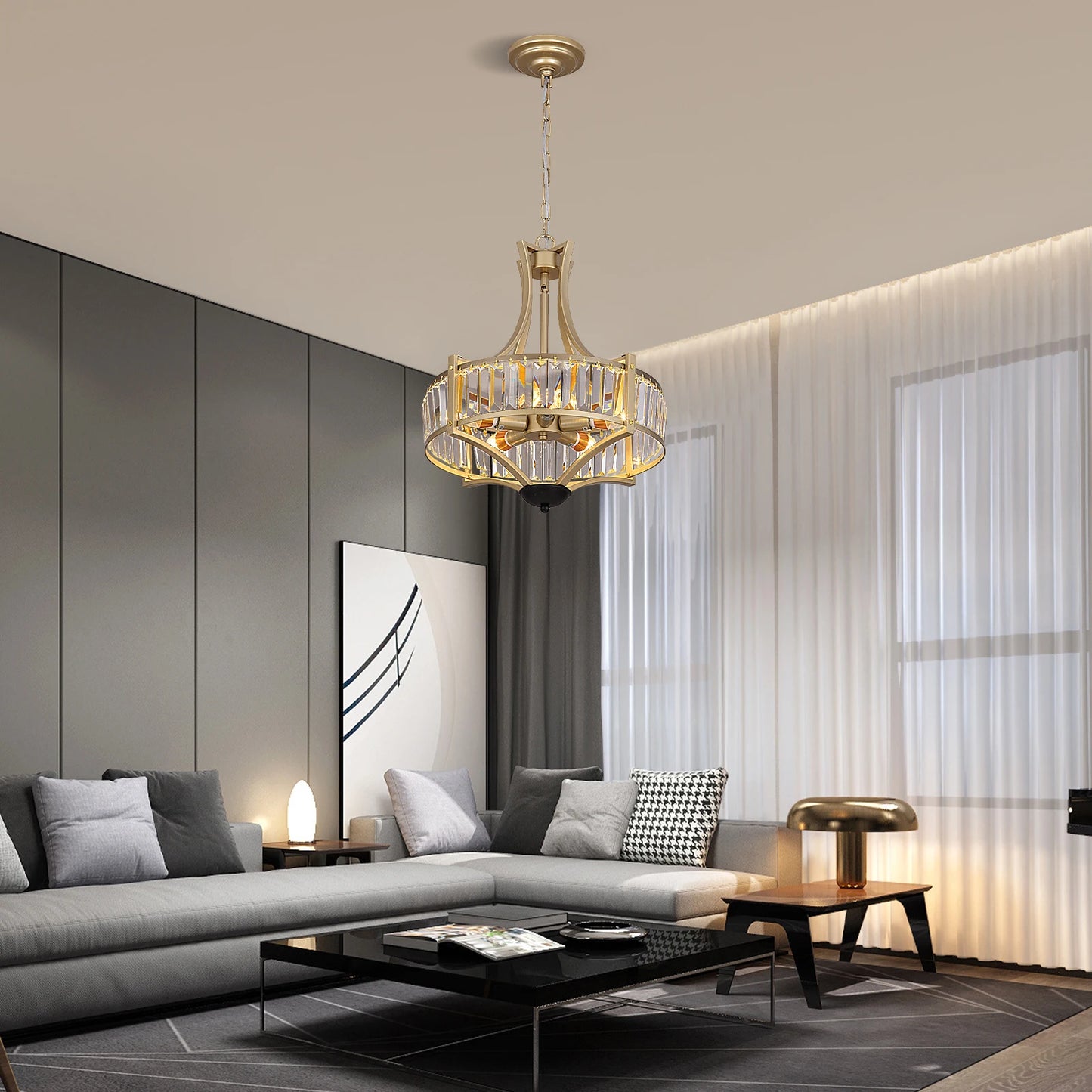 VETRULUS Luxury Crystal Pendant Ceiling Lamp Modern Living Room Chandelier