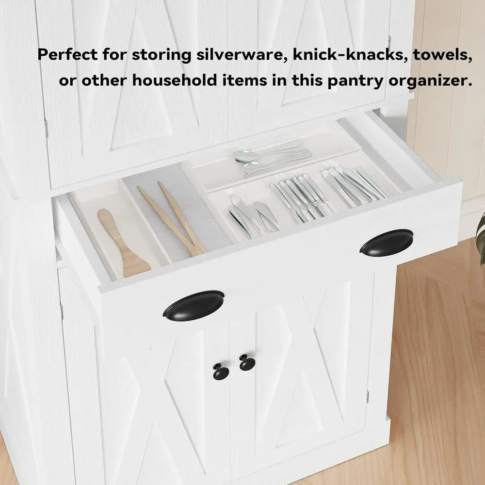 Ironck Kitchen Pantry Storage Cabinet Freestanding With Barn Doors