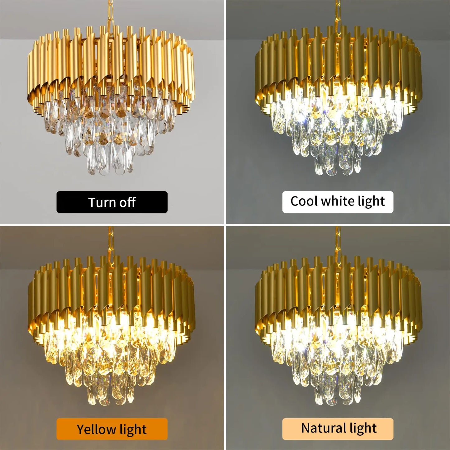Three Tier K9 Crystal Chandelier Modern Finish For Dining Room