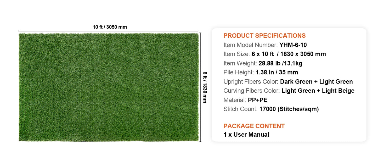 SucceBuy Artificial Grass Rug Outdoor Turf Door Mat Drainage Holes
