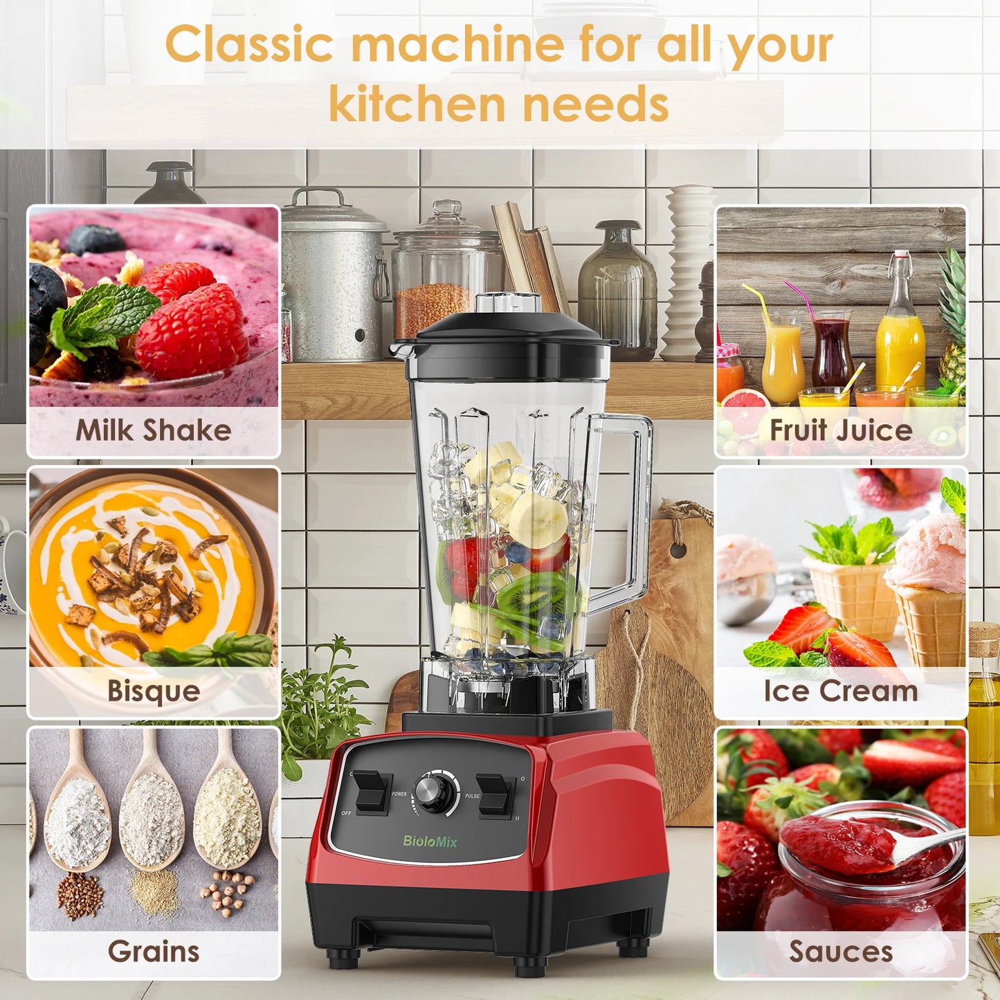 Biolomix BPA Free 3HP 2200W Commercial Blender Mixer Juicer