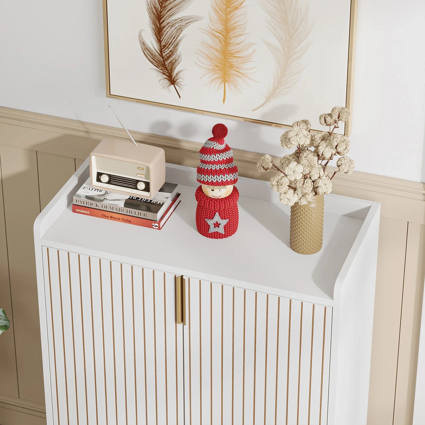 Tribesigns 5 Tier Shoe Cabinet With Doors Wood Storage Organizer