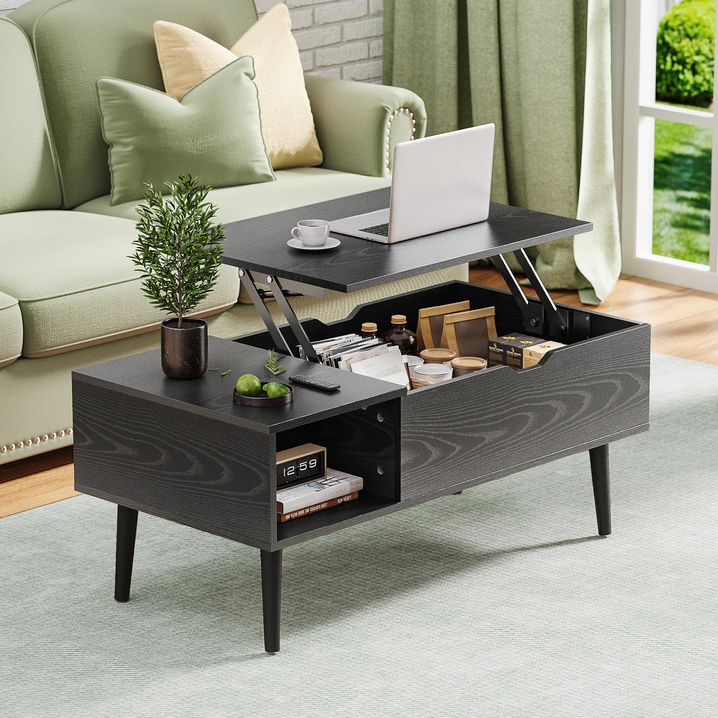 JHK Lift Top Coffee Table With Storage And Easy Lift
