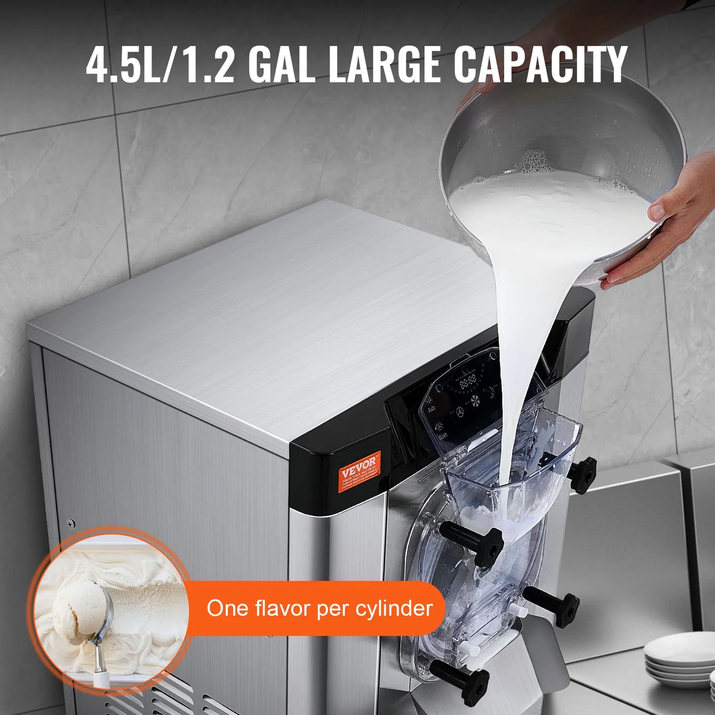 SucceBuy Commercial Ice Cream Machine Single Flavor Countertop