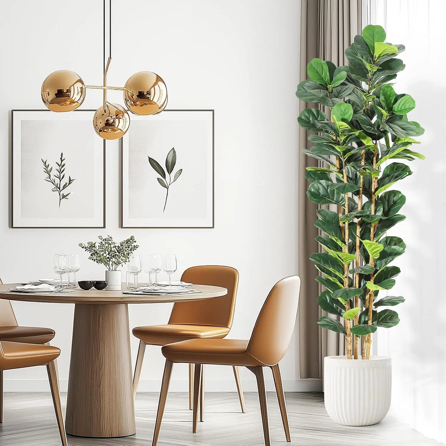 HiMISSCN Fiddle Leaf Fig Tree With Pot Artificial Indoor Plant