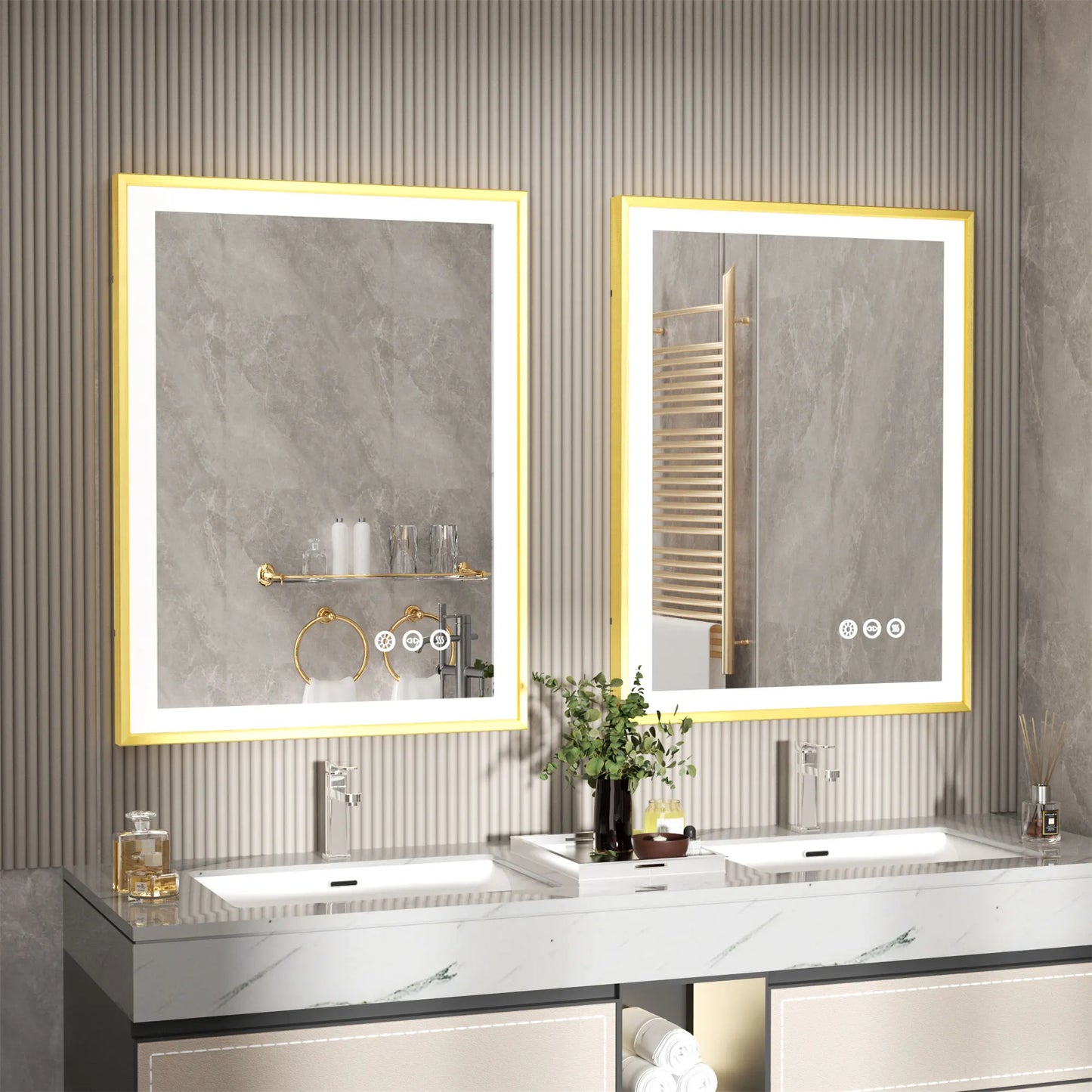 LED Bathroom Vanity Mirror With Aluminum Frame Front Lighted Modern