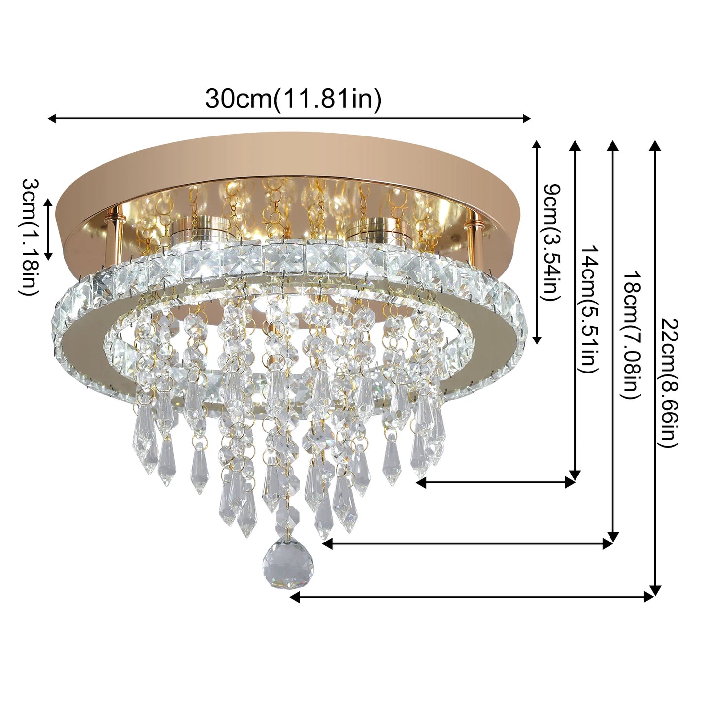 VETRULUS Crystal Chandelier LED Ceiling Light for Living Room