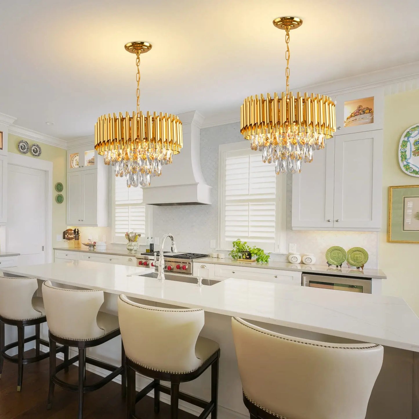 Three Tier K9 Crystal Chandelier Modern Finish For Dining Room