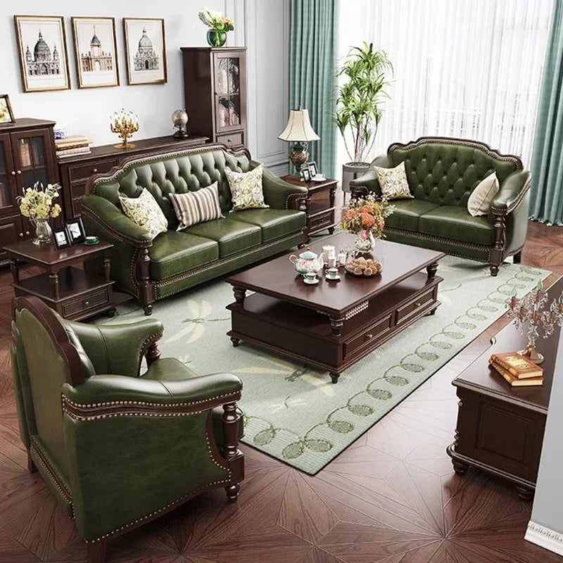 Leather Sofa Set With Armchair And Recliner For Living Room