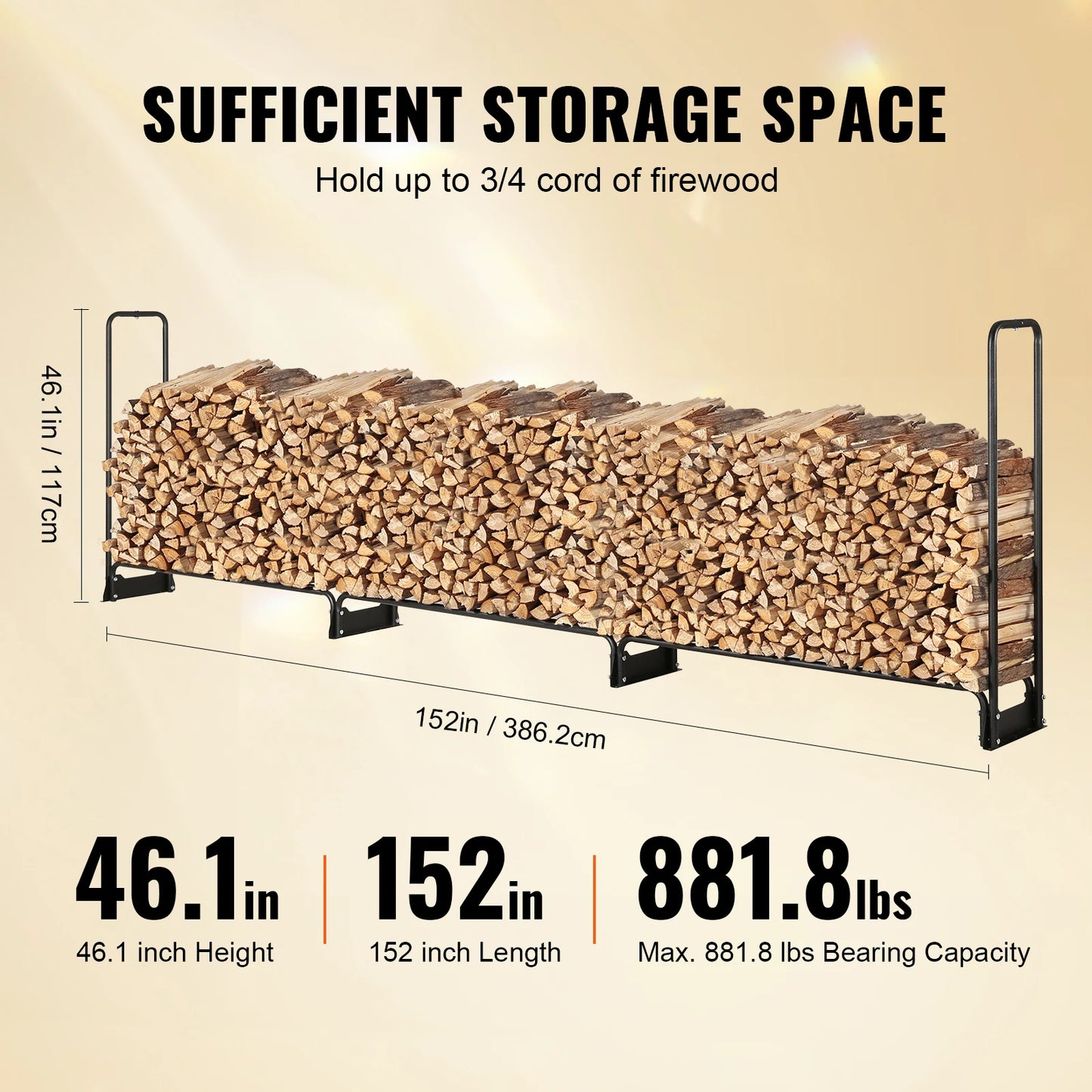 SucceBuy Outdoor Firewood Rack With Waterproof Cover Heavy Duty Holder