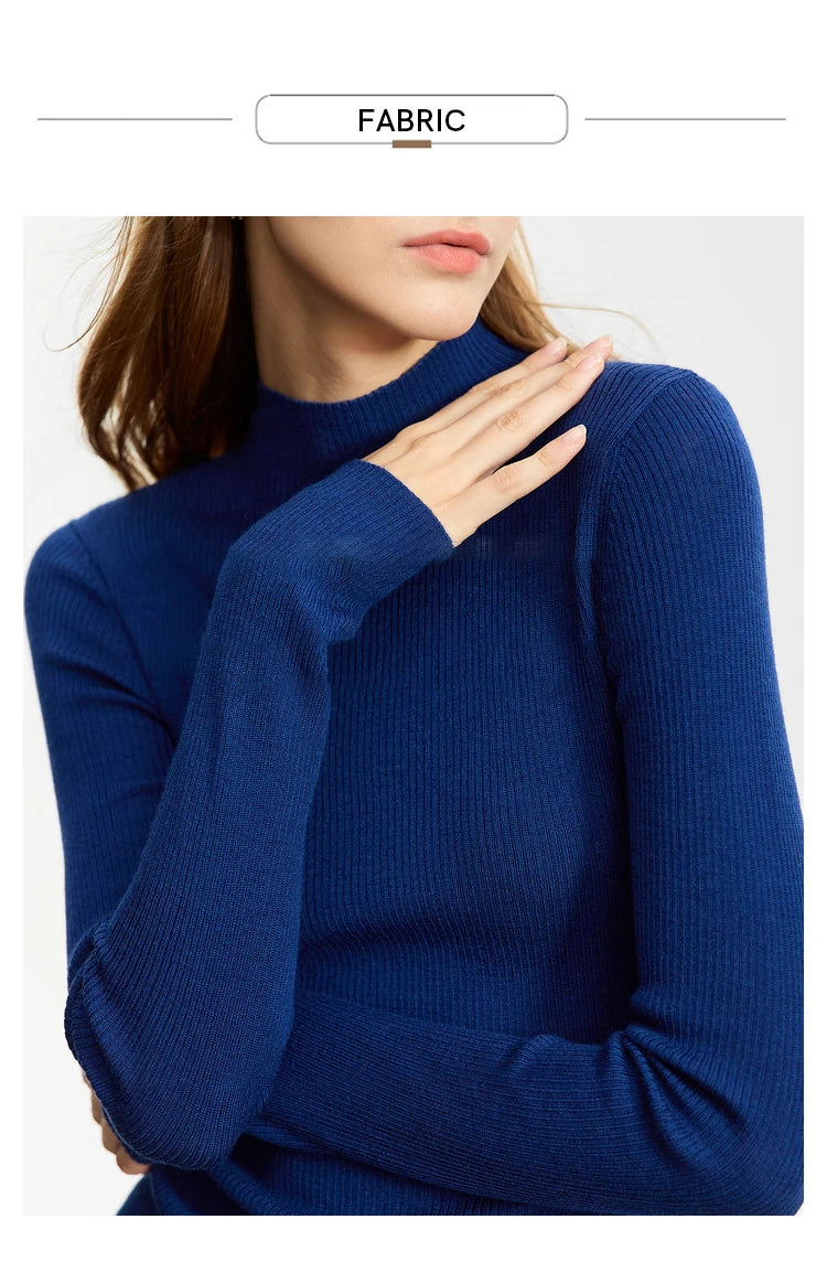 AMIICN Minimalism Women Sweater Slim Fit Turtleneck Warm Knit