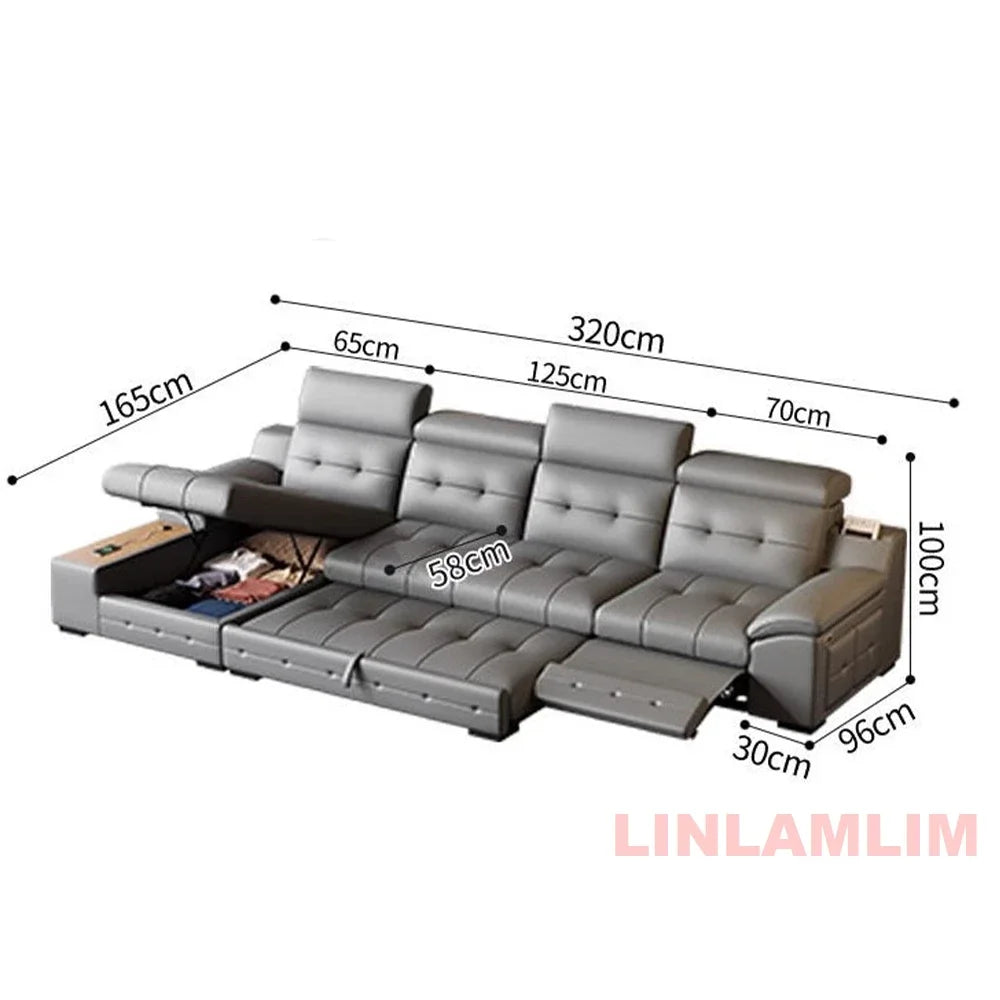 Linlamlim Electric Reclining Sectional Sofa Bed With Cup Holder
