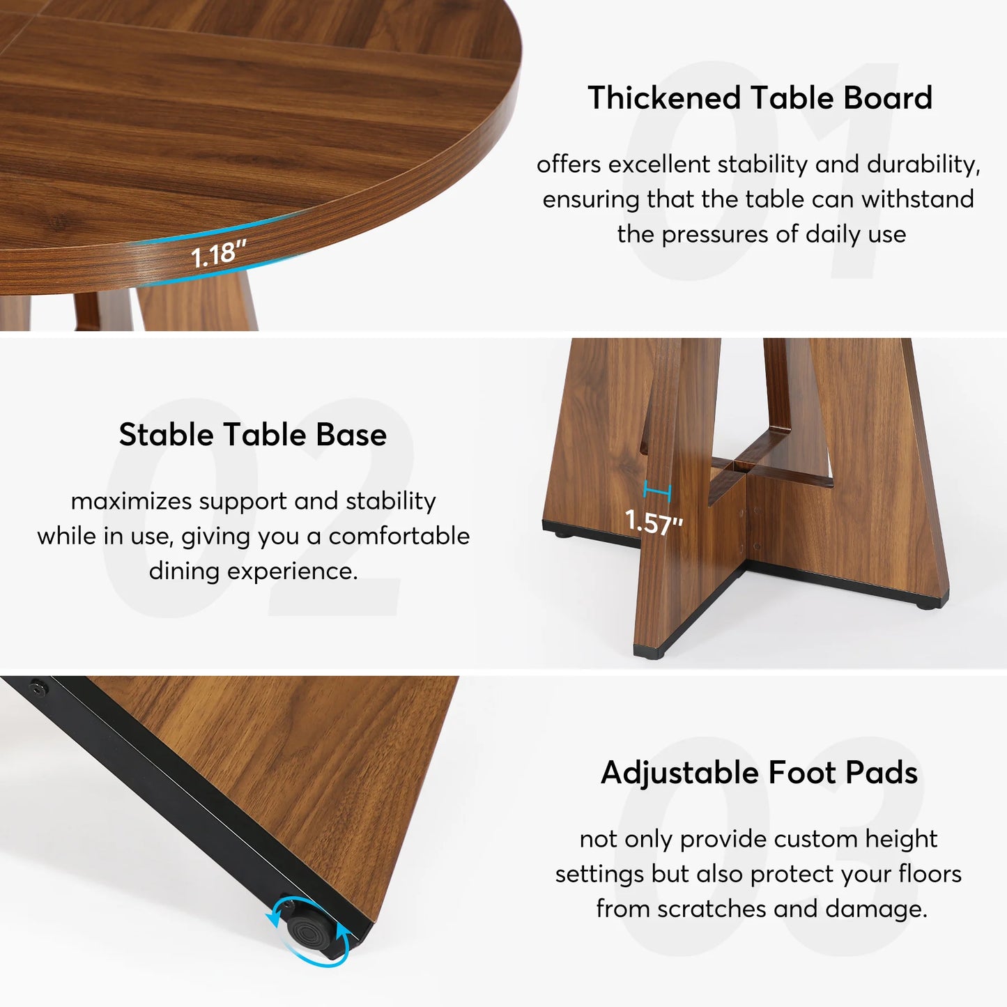Tribesigns Round Dining Table For Four Farmhouse Kitchen