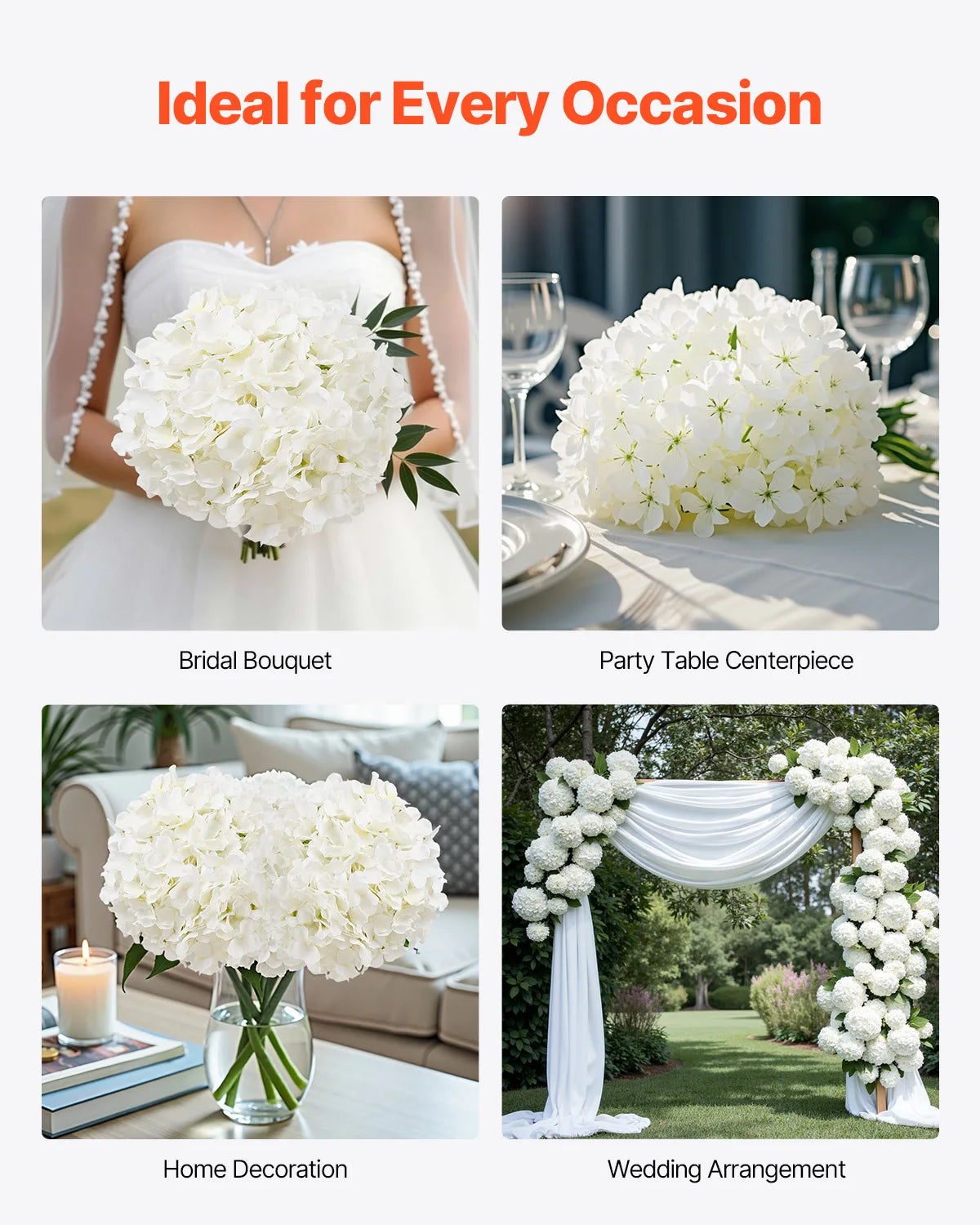 SucceBuy Silk Hydrangea Bouquet Artificial Flowers for Weddings