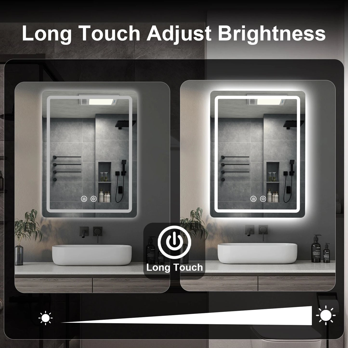 MYGIIVOVO Led Backlit Fogless Bathroom Vanity Mirror Demister