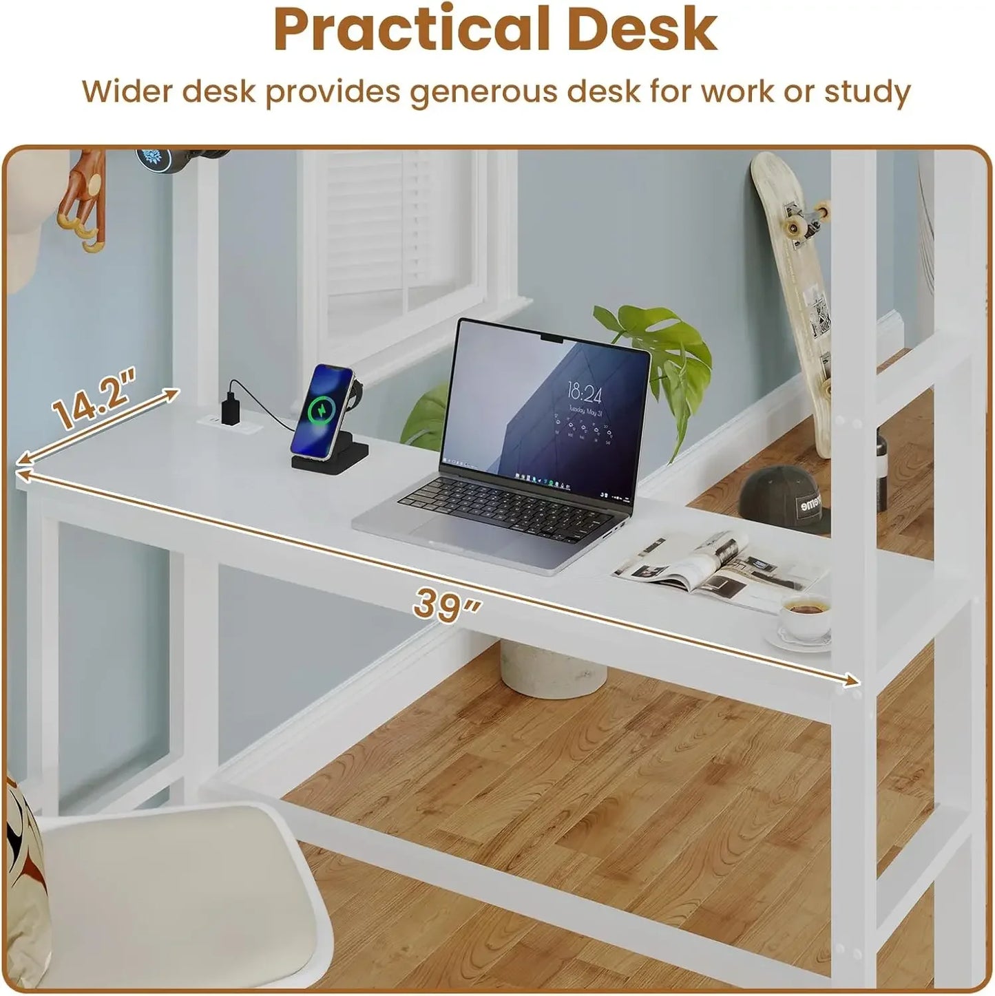 XMSJ Twin Loft Bed With Desk And Eight Storage Drawers