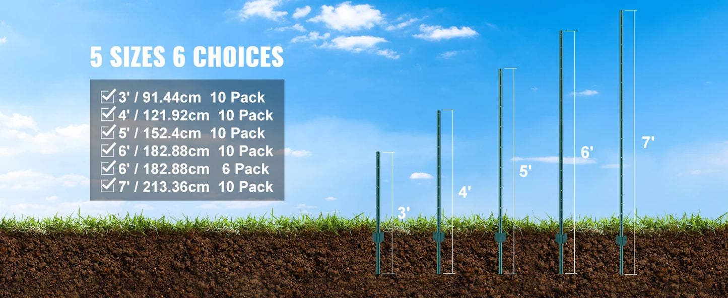 SucceBuy Heavy Duty Q235 Carbon Steel Fence Post Set Outdoor