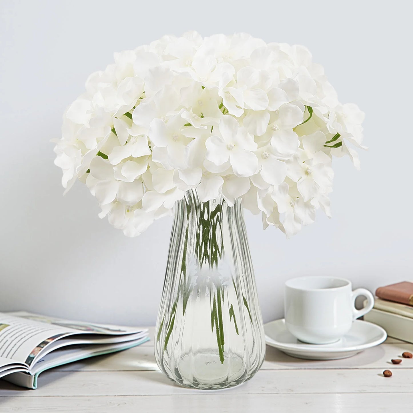 SucceBuy Silk Hydrangea Bouquet Artificial Flowers for Weddings