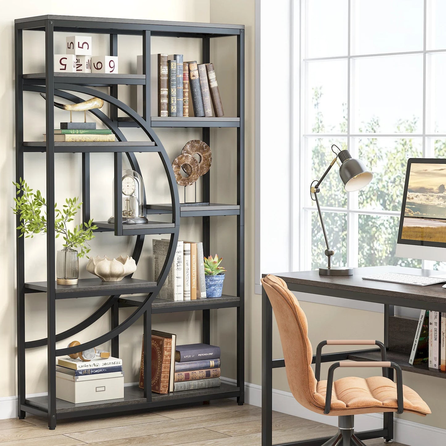 Tribesigns Industrial 5 Tier Etagere Bookcase Freestanding Organizer