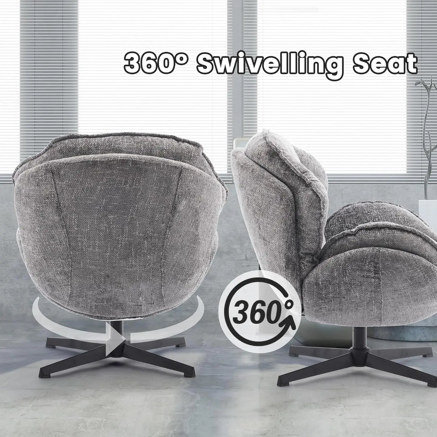 Swivel Accent Chair With Upholstered Armchair And Metal Legs