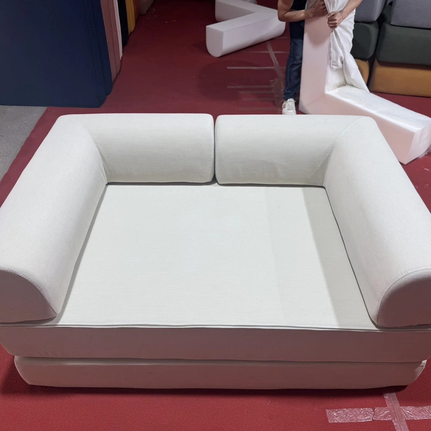 NONECN Italian Corduroy Sofa Bed Minimalist Modular Lounge