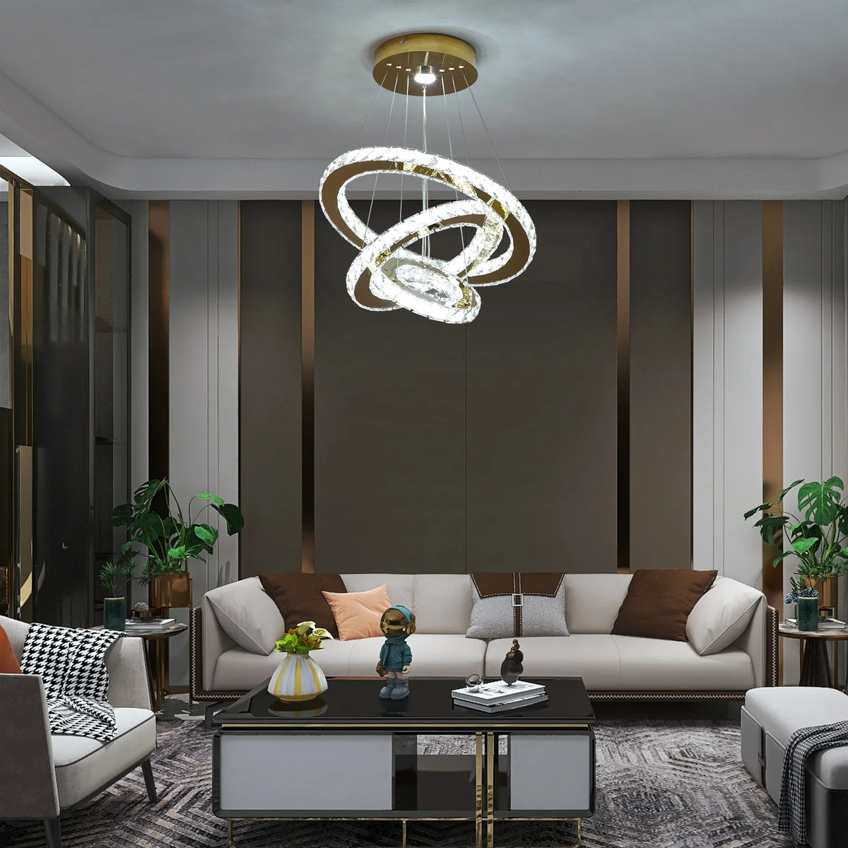 VETRULUS Crystal Chandelier Pendant Ceiling Light For Living Room