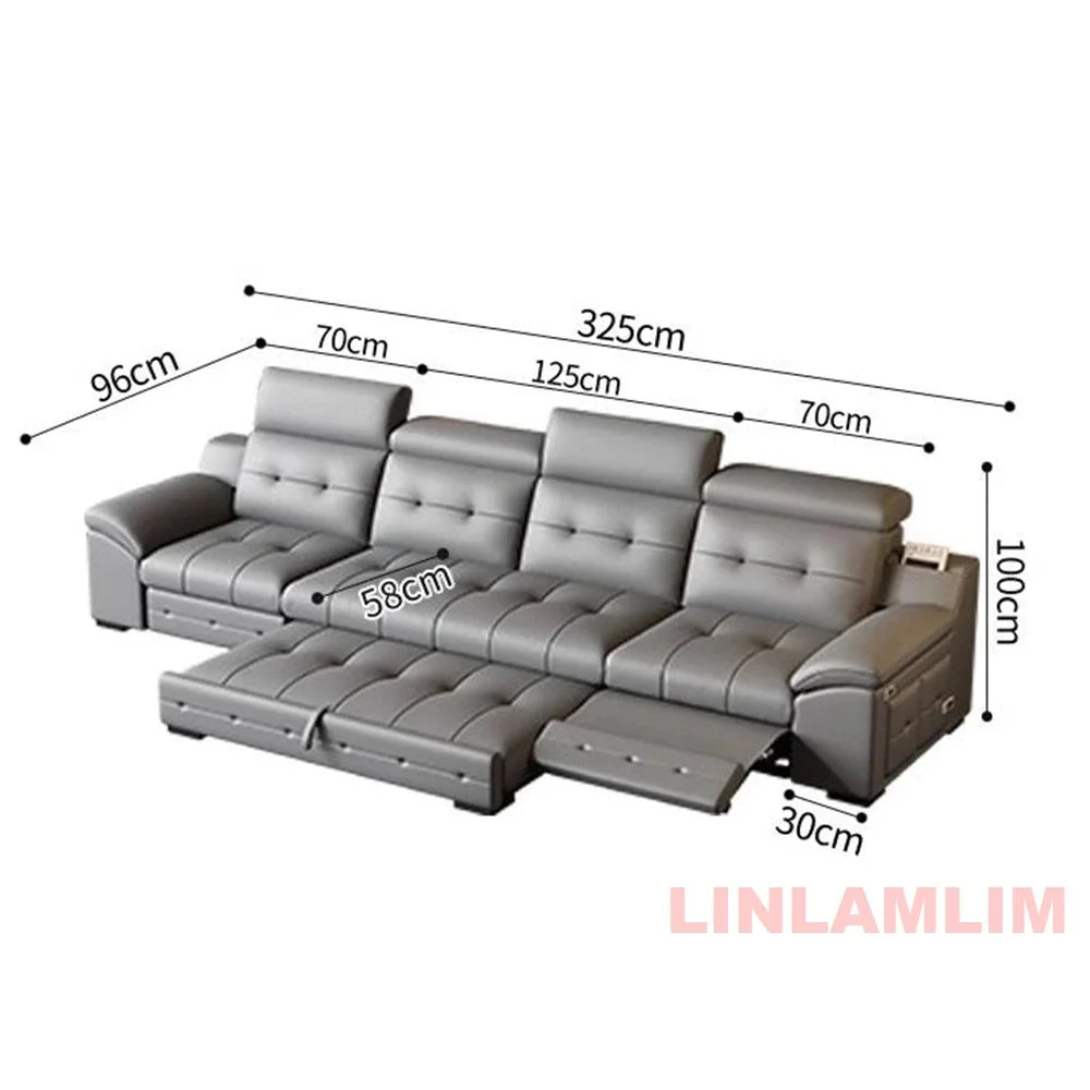 Linlamlim Electric Reclining Sectional Sofa Bed With Cup Holder