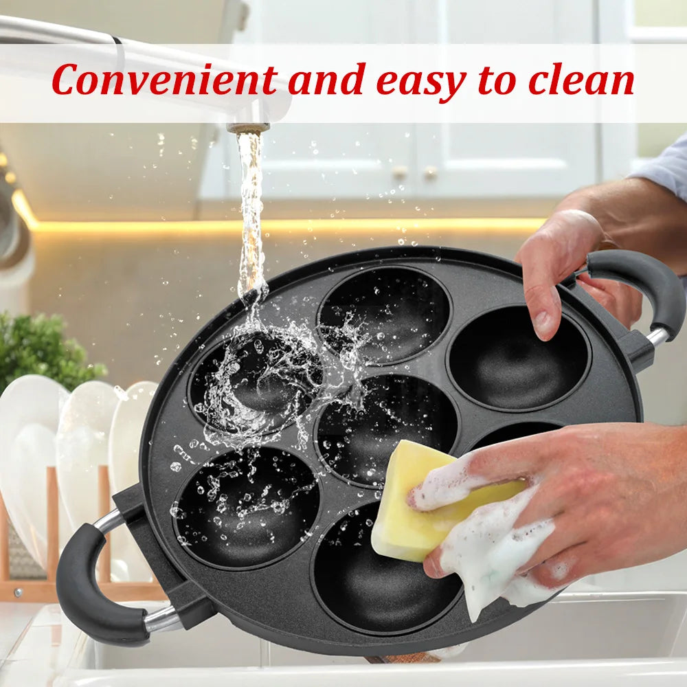 Cast Iron 7 Hole Omelette Pan Nonstick Cookware For Breakfast