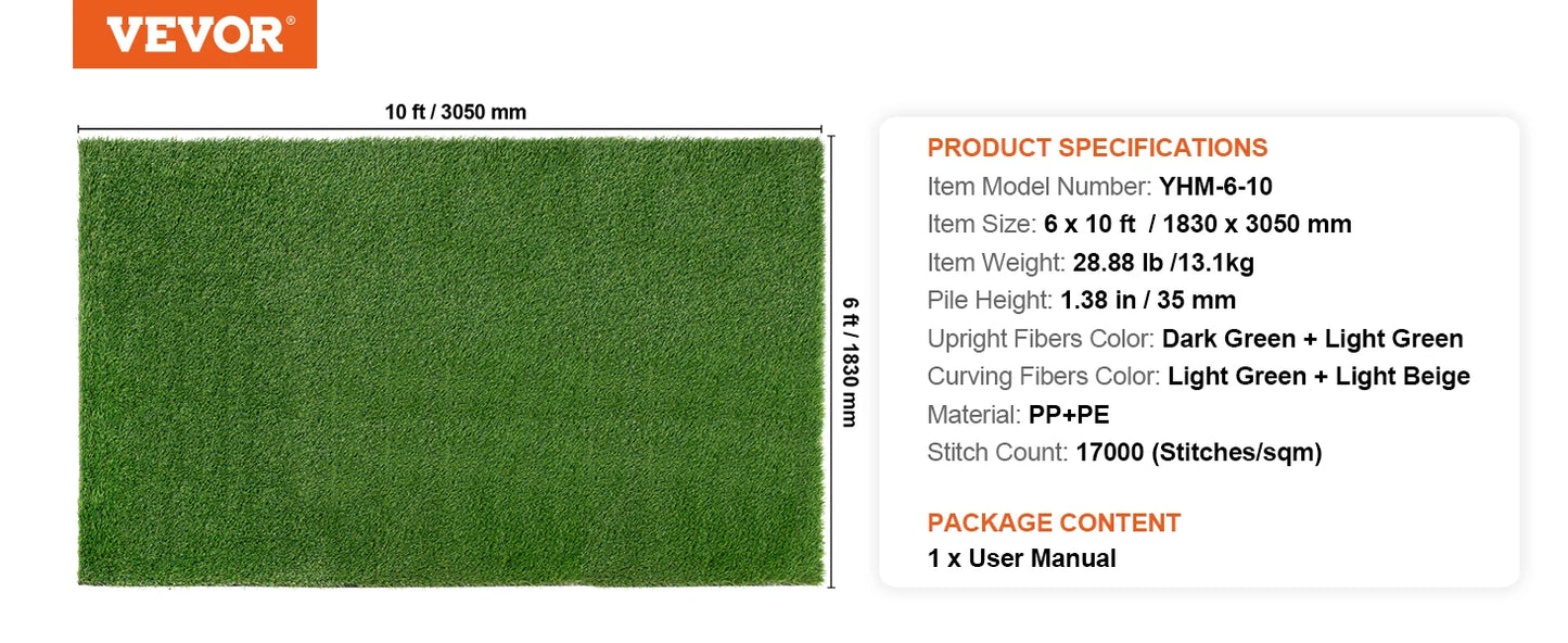 SucceBuy Artificial Grass Rug Outdoor Turf Door Mat Drainage Holes