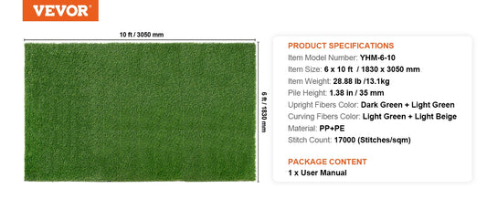 SucceBuy Artificial Grass Rug Outdoor Turf Door Mat Drainage Holes