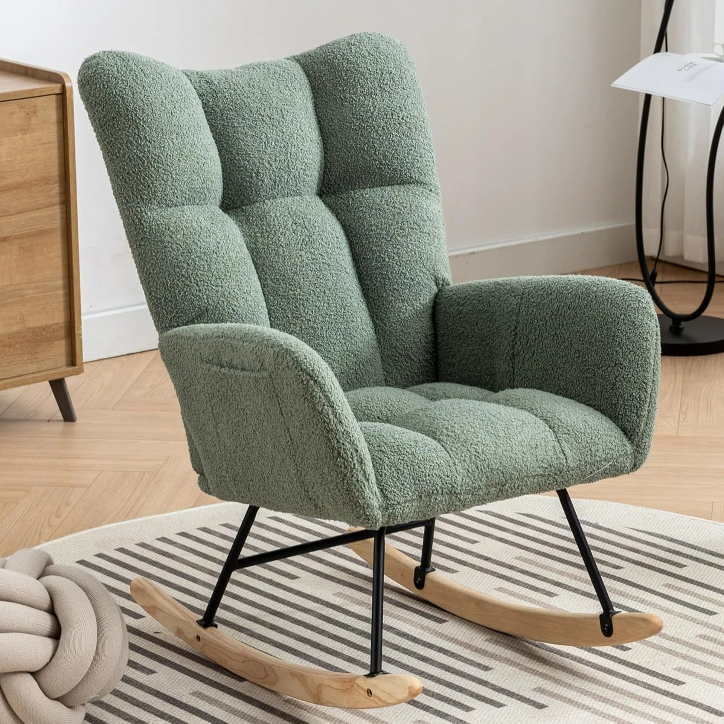 Studyset Modern Upholstered Rocking Chair With Side Pocket