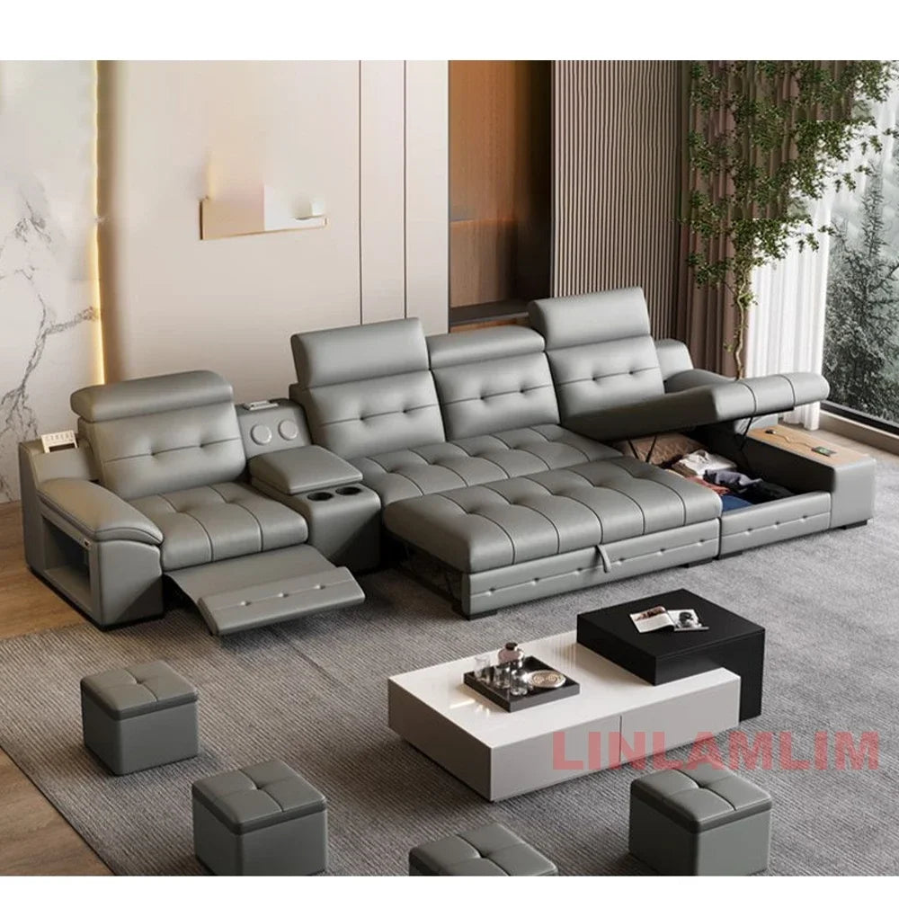 Linlamlim Electric Reclining Sectional Sofa Bed With Cup Holder