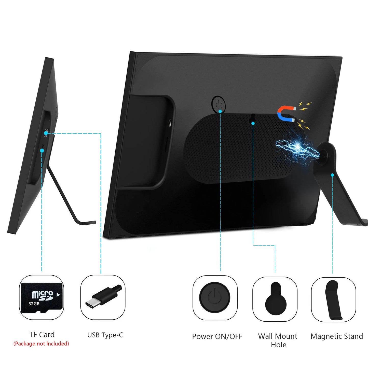 Yenock 32GB WiFi Digital Photo Frame 1280x800 IPS Touch Screen