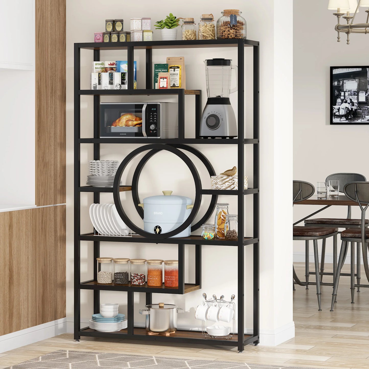 Tribesigns Industrial 5 Tier Etagere Bookcase Freestanding Organizer