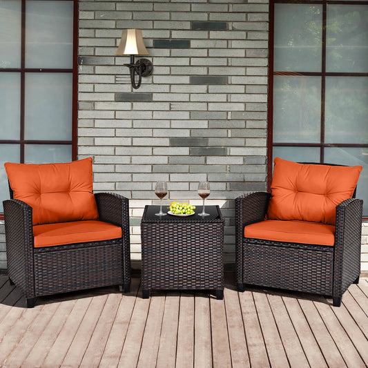 HOMASIS 3-Piece Patio Rattan Sofa Set