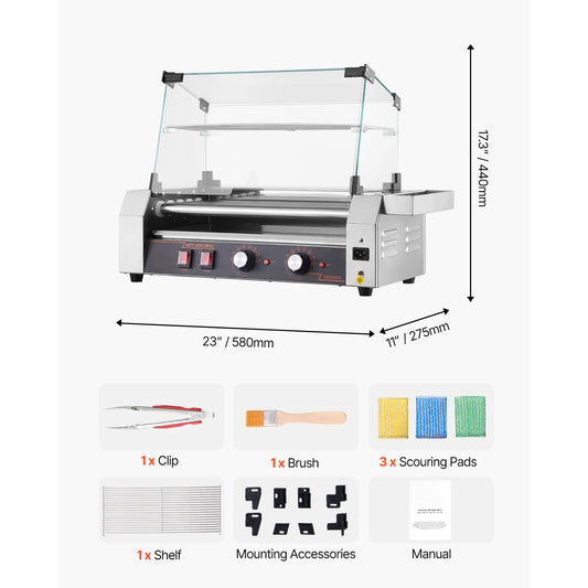 VEVOR Hot Dog Roller With Dual Temperature Control