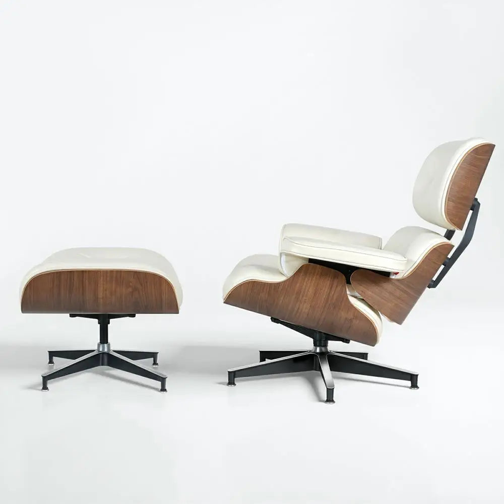 Mid Century Leather Armchair Lounge Chair Ottoman For Living Room