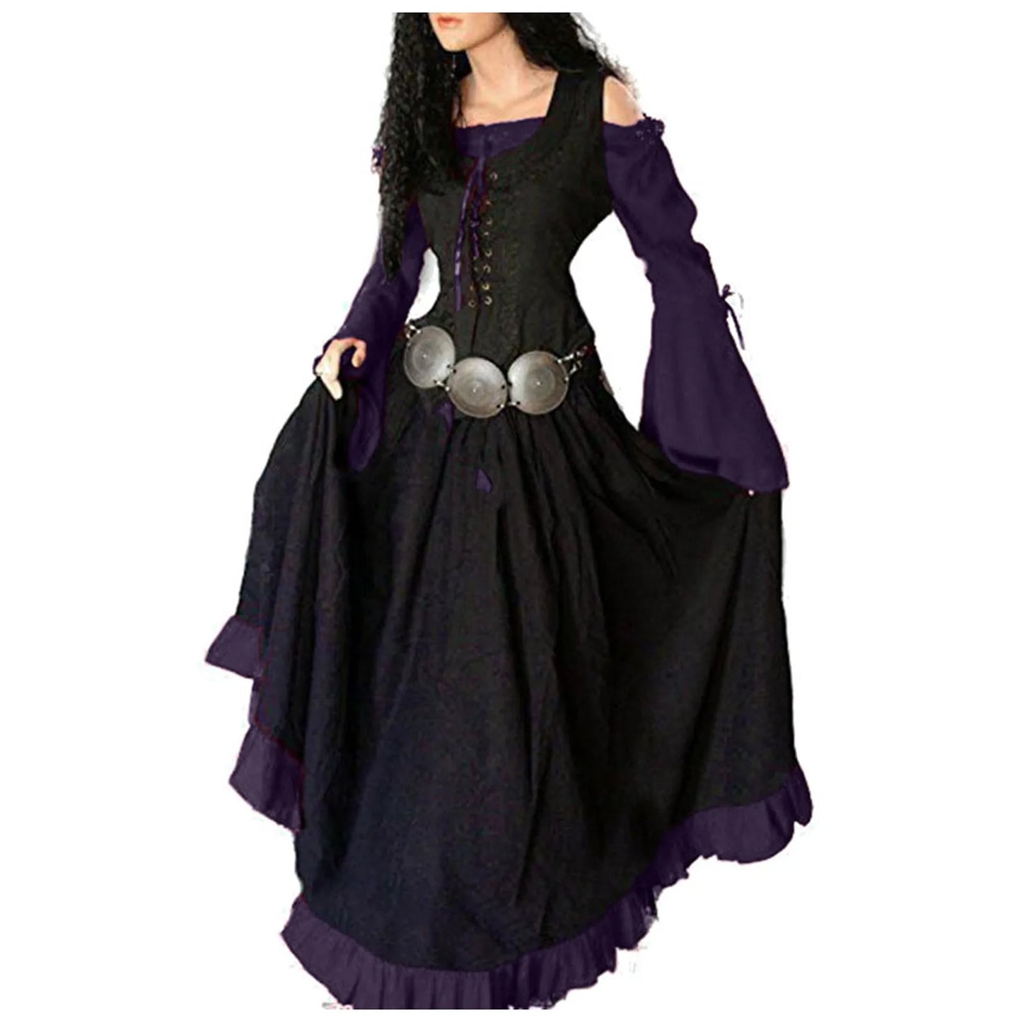 Women's Medieval Retro Gothic Dress Off Shoulder Vintage Girdling