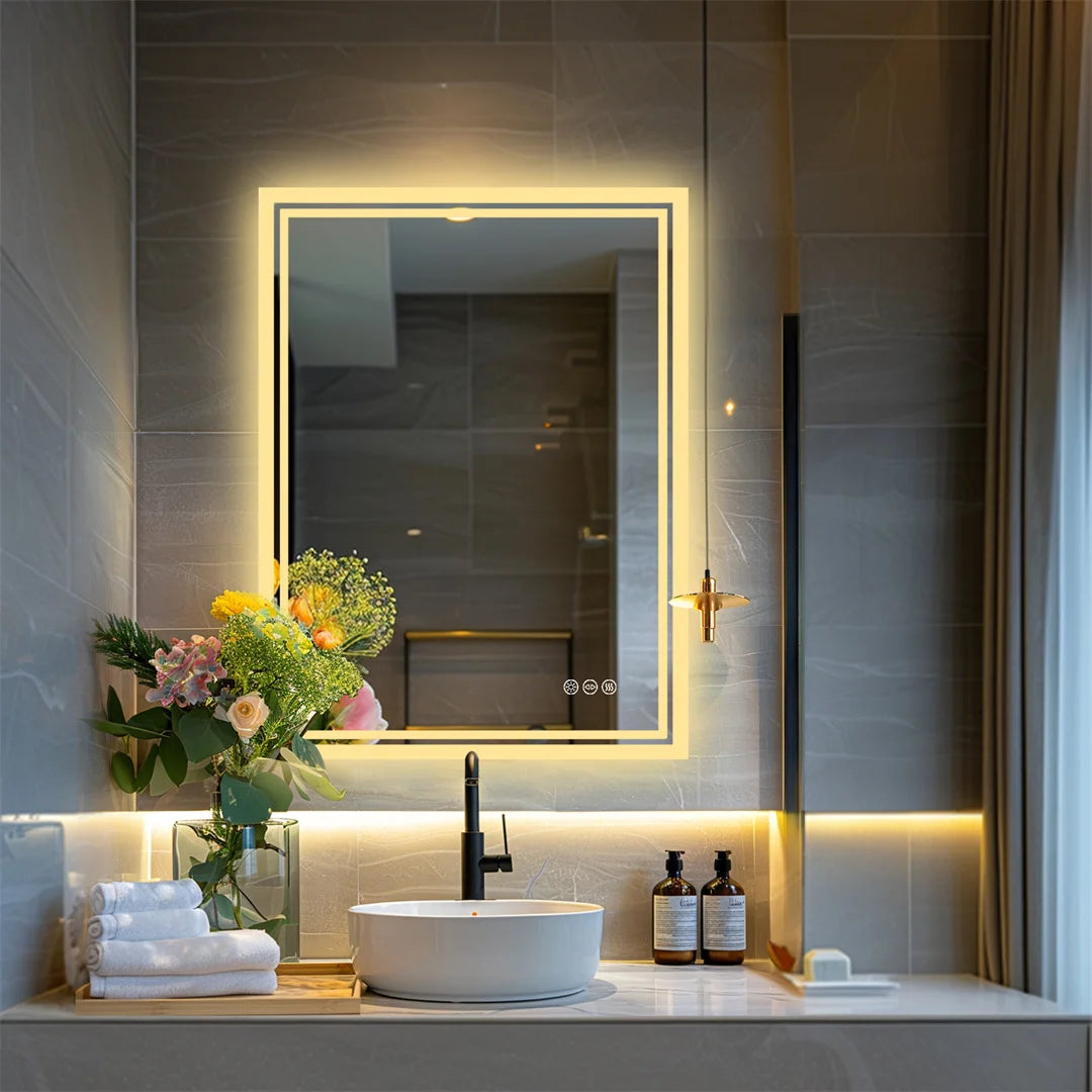 LUVODI Illuminated LED Backlit Bathroom Mirror Frameless Defog