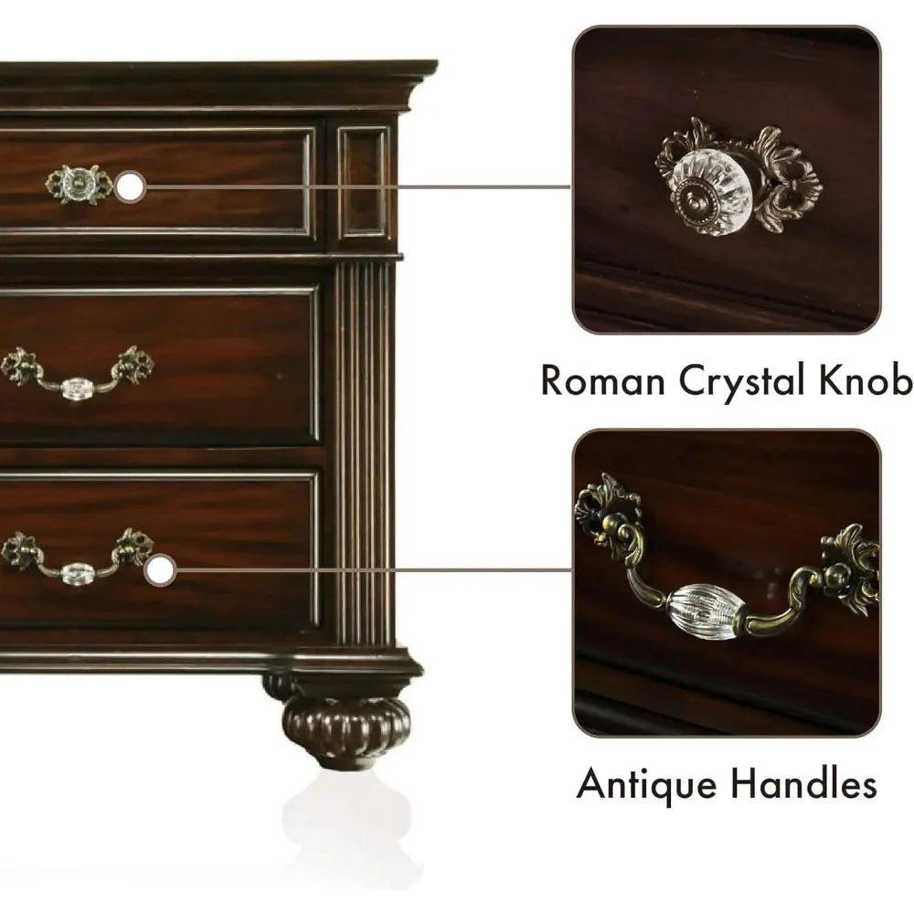 Hot sales24/7 Shop at Home Syracuse 6-Piece Traditional Solid Wood Bedroom Set with Chest, Mirrored-Dresser and 2 Nightstands, B