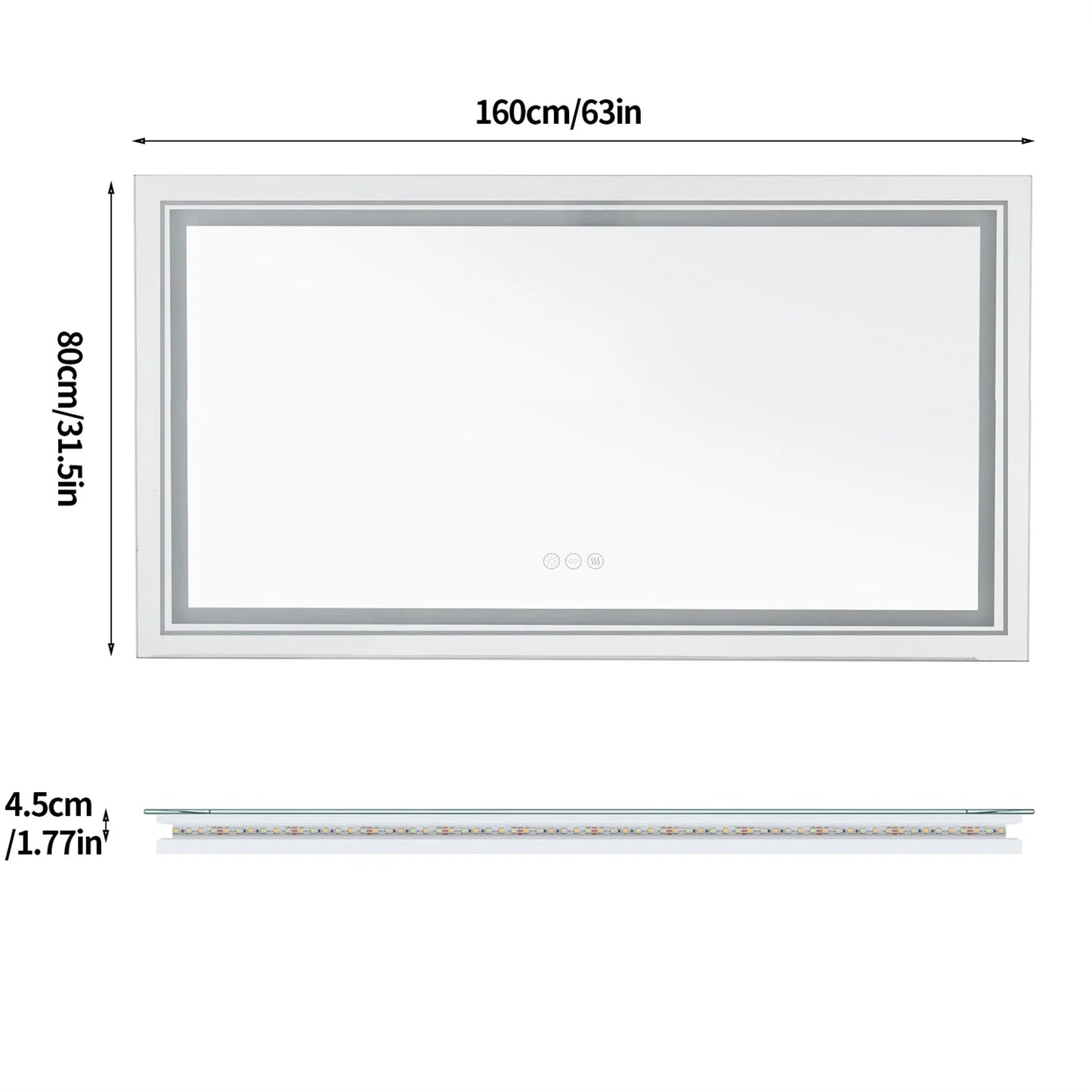 LED Backlit Mirror Dual Lights Anti Fog Dimmable Touch Button
