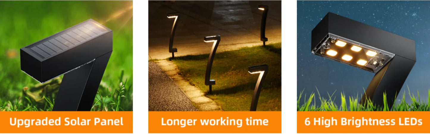 KPSTEK Solar Outdoor Lights 6Pack Pathway Lawn Auto On Off